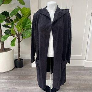 Barefoot Dreams Black Hooded Cardigan